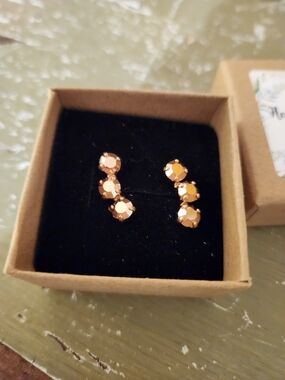 Rose Gold Crystal Ear Climbers for Women